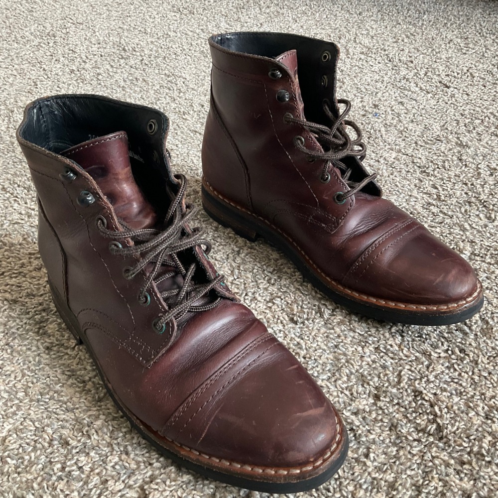Thursday Boot Company Captain Boots Mens 8 Brown Leather Cap Toe Goodyear